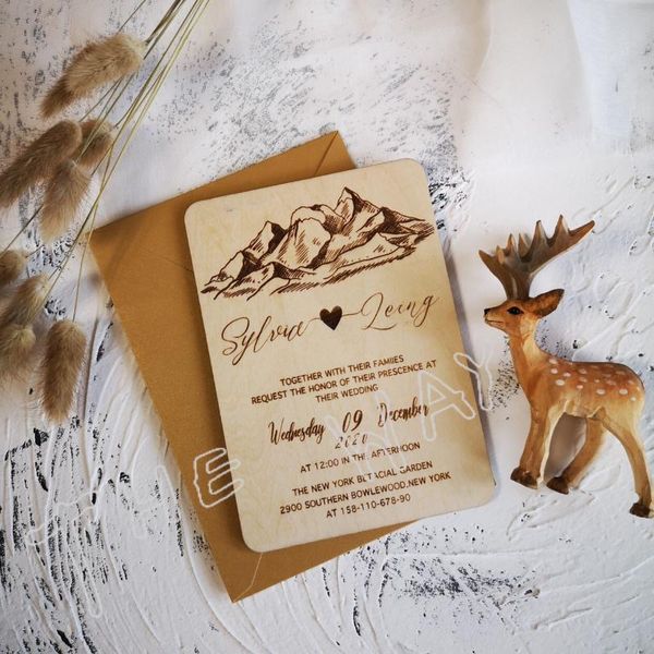 

wooden rustic wedding invitations custom european style marriage business birthday party invitation card save the date