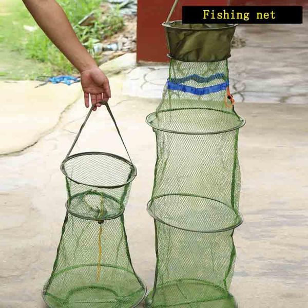 

3 layer 33x60cm portable folding fish guard big belly fish shrimp crab bait anti-hook anti-jump net quick-drying care sale