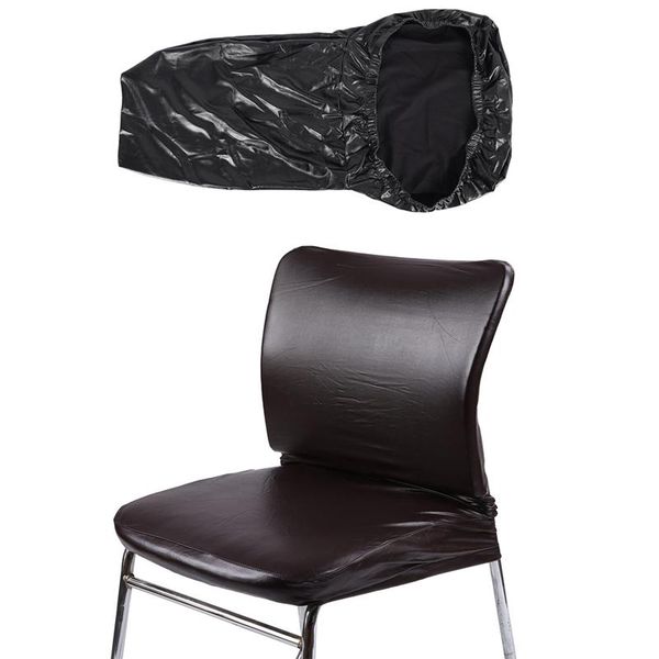 

2 pcs solid pu leather waterproof and oilproof stretch dining chair cover slipcover for home decorative, brown & black
