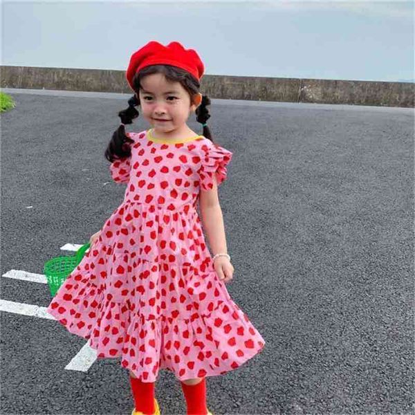 

summer arrival girls fashion heart dress kids korean design es 210528, Red;yellow