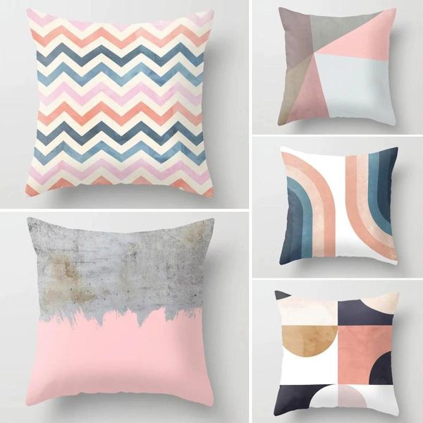 

pillow case simple pink abstract geometric hug pillowcase home sofa decoration car waist cushion cover bedroom throw bohemia