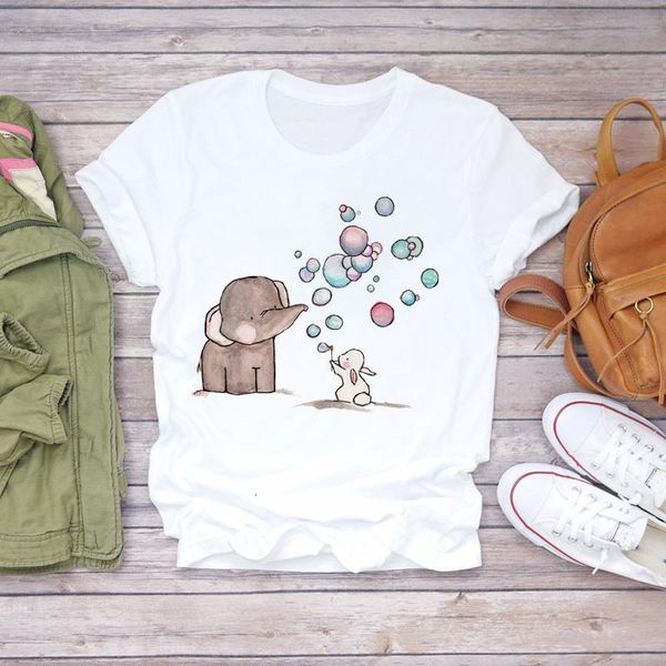 

women 2021 cartoon summer autumn cute elephant clothes lady t-shirts womens t shirt ladies graphic female tee t-shirt, White