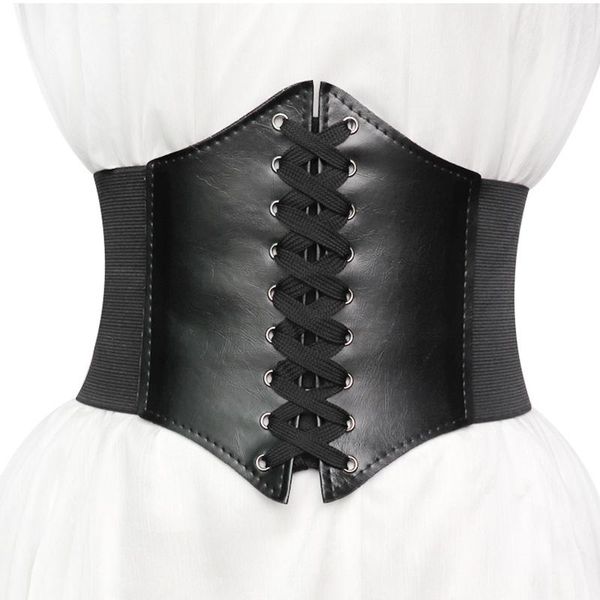 

belts corset wide pu leather belt cummerbunds strap for women elastic tight high waist slimming body shaping girdle 65-75cm, Black;brown