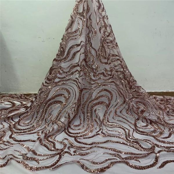 

ribbon madison sequins african french lace fabric 2021 high-end handmade beaded wedding nigerian fabrics for dress, Pink;blue