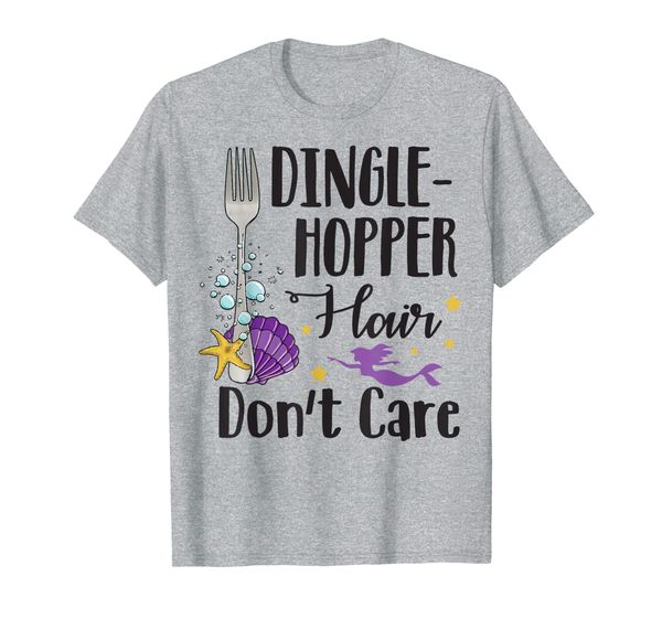 

funny dingle-hopper hair don't care mermaid t-shirt, White;black
