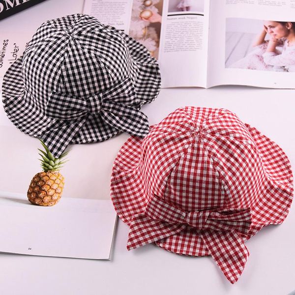 

caps & hats baby summer outdoor bucket hat bowknot girl children panama cap princess born brim sun kids, Yellow