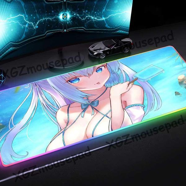 

mouse pads & wrist rests xgz anime naughty girl summer popsicle scenery hd custom large rgb pad black lock edge computer desk mat rubber non