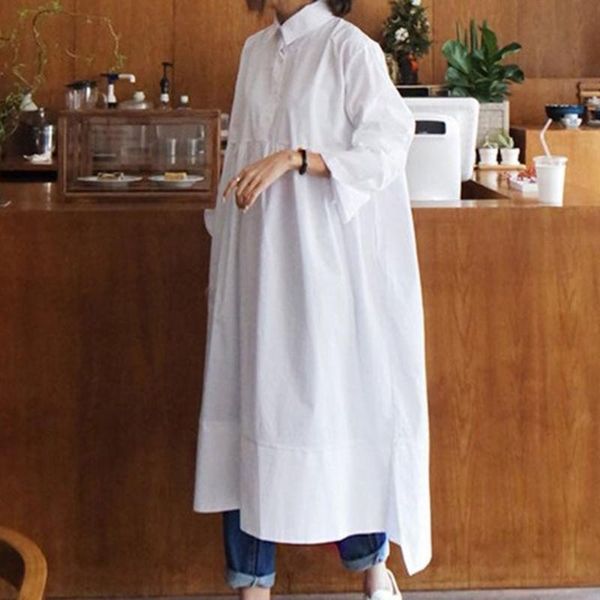 

casual dresses autumn 2021 japanese style solid color lapel long sleeve dress simplicity women's clothing loose temperament, Black;gray