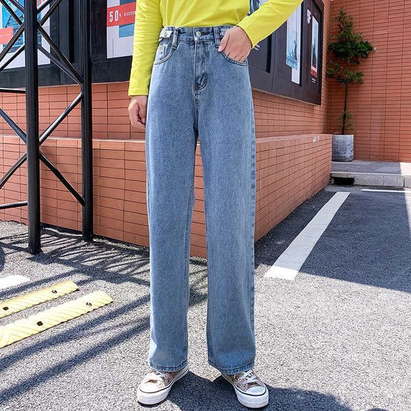 

women's jeans women blue baggy wide leg pants woman's boyfriend jeans high waist long n47 denim trousers female casual streetwear