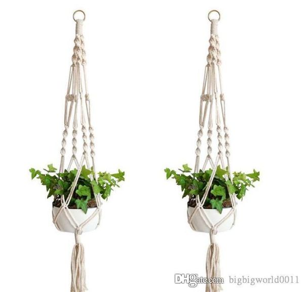 

60pcs plant hanger hook flower pot handmade knitting natural fine cordage planter holder basket home garden balcony decoration