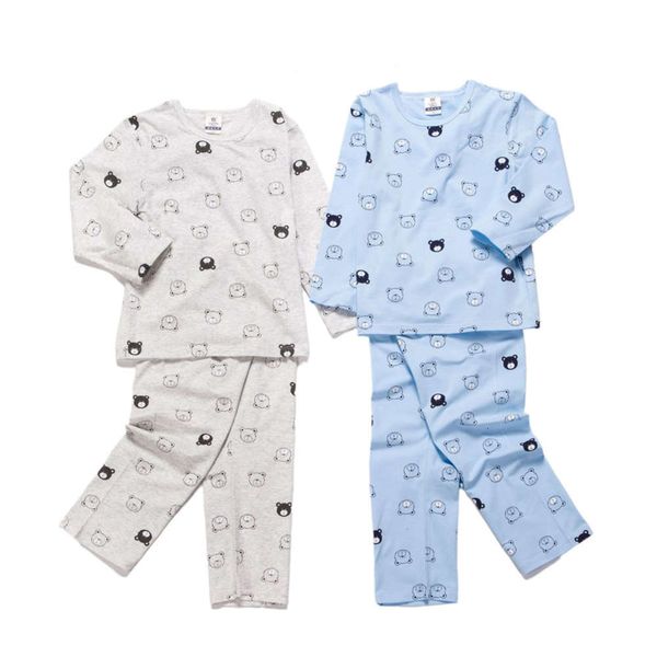 

2021 long sve boys' cotton pajamas baby two piece children's home suit, Blue;red