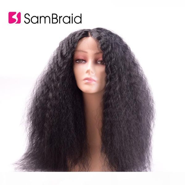 

sambraid hair synthetic lace front wigs kinky curly black synthetic wig for african hairstyle women hair