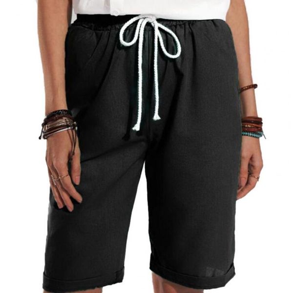 

women's shorts 50% dropwomen solid color pockets summer drawstring wide leg short pants for sports, White;black