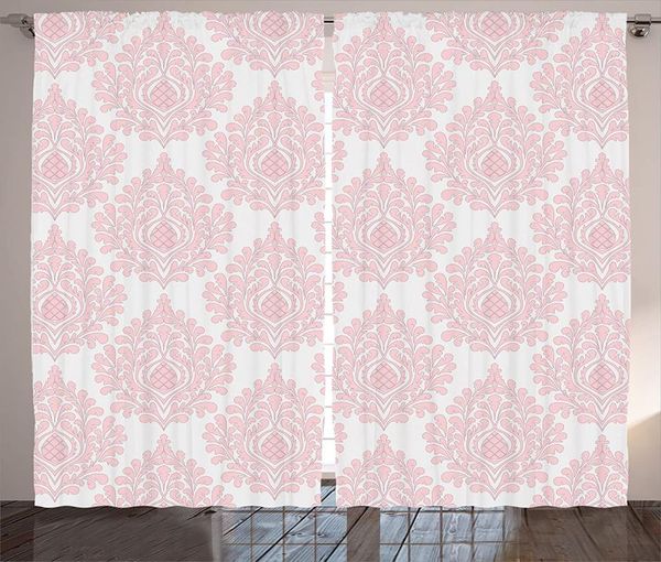 

curtain & drapes light pink curtains damask decor royal motif baby floral victorian fashioned home living room bedroom