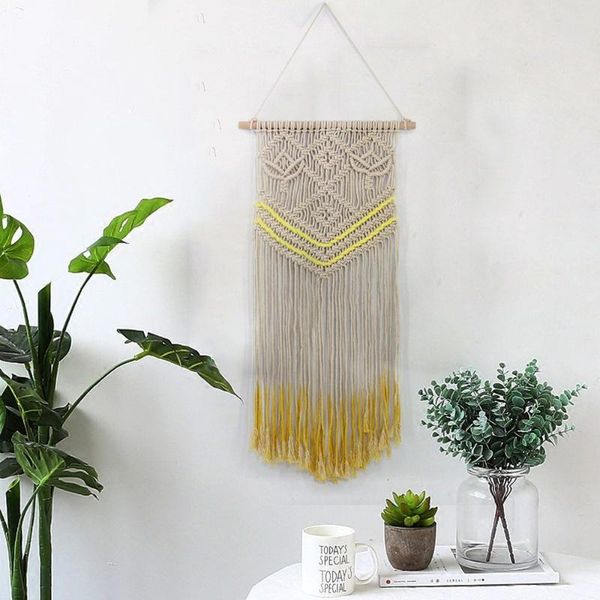

tapestries nordic bohemian tapestry macrame decor wall hanging wedding el show window ornament hand-woven cotton and linen handcraft