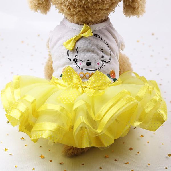 

dog dress yellow pet pettiskirt dog clothes for small dogs