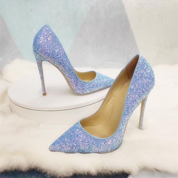 

dress shoes fashion women pumps blue glitter strass pointy toe stiletto heels high bridal wedding, Black