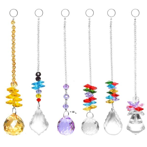 NewColorful Crystal Chandelier Lâmpada Iluminação Gotas Pingentes Cristal Prisma Pendurado Bola De Vidro Prismas Peças Decoração Home RRA10401