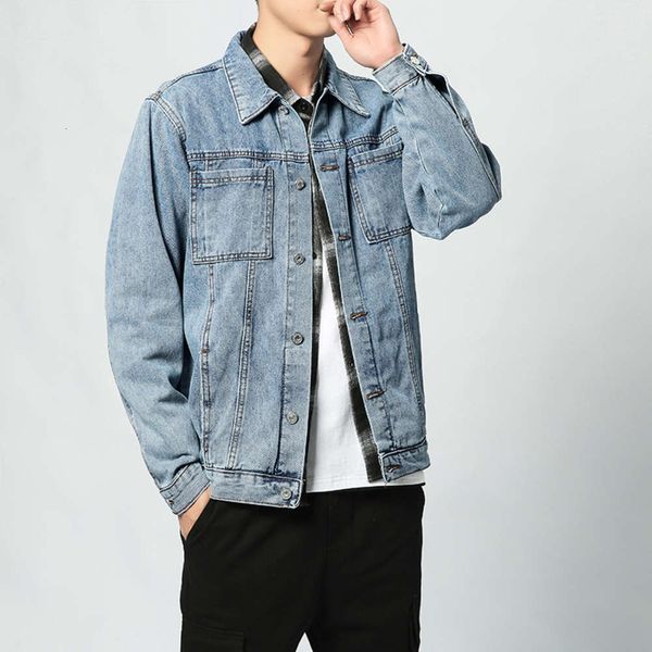 

slim baseball suit leisure street trend youth jeans jacket men's, Black;brown