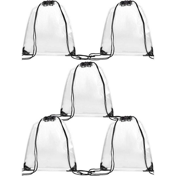 

backpack 5 pack transparent drawstring bag clear cinch bags traveling sport (black edge)