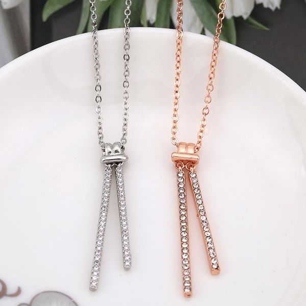 

pendant necklaces 2021 shiny y tassel collarbone chain crysyal necklace women fashion charms choker wholesale jewelry, Silver