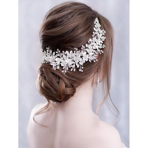 

silve rcolor bridal flower headband prom tiara wedding hair accessories bride handmade hair ornaments female crystal h qyllht, Silver