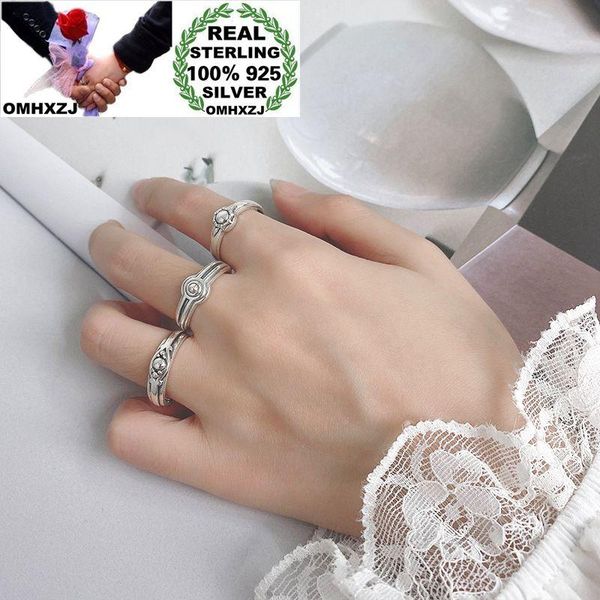

cluster rings omhxzj wholesale hc166 european fashion fine woman girl birthday party gift vintage geometric 100% 925 sterling silver open ri, Golden;silver