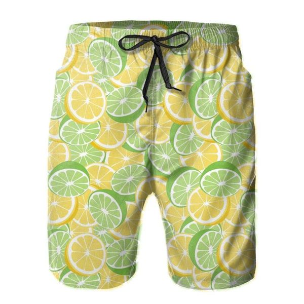 

men's shorts lemon swimming trunks quick-drying board casual sports with pockets and mesh lining beach swimwear, White;black