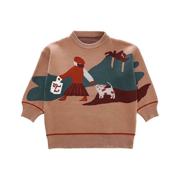 

girls sweater autumn 2021 new korean version of the foreign children's solid color loose sweater, Blue