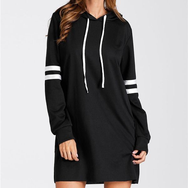 

40# women hoodie dress oversized hoodie sweatshirt long sleeve loose casual oversized hoodie dresses streetwear clothes moletons, Black