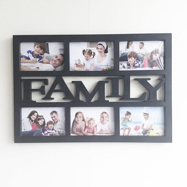 

frames collage family picture frame po displays six 4x6 inch pictures (black)