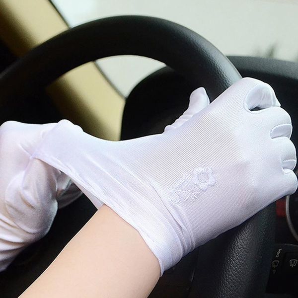 

five fingers gloves summer spandex short for women black white red dressy full finger sunscreen uv-proof sun mittens, Blue;gray