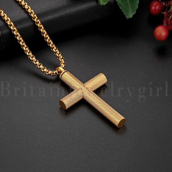 Boniskiss Men's Cross Pingente Colares Ouro Open Open Jewelry Homem Longo Suspensão Colar Frasco Perfume CruxIfixo Masculino