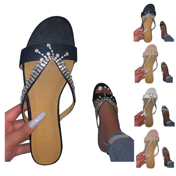 

slippers summer women's flip-flops open toe casual beach shoes flats, Black