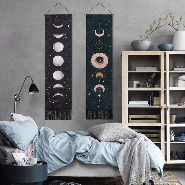 

tapestries boho moon phase tapestry wall hanging carpets vintage art room dorm home decoration