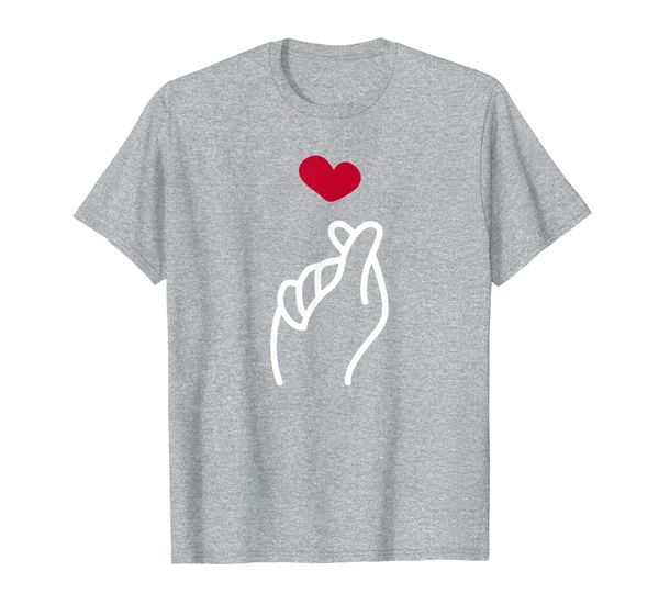 

saranghae kpop korean pop music heart design k-pop finger t-shirt, White;black