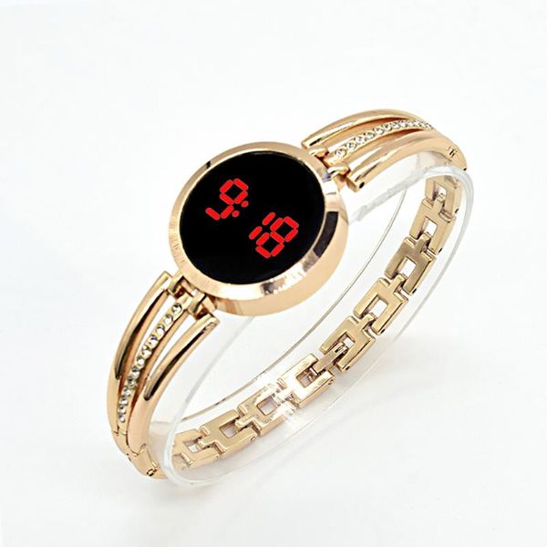 

wristwatches sport led digital women's bracelet watches for women alloy band montre femme small 2021 elegant relojes para mujer, Slivery;brown