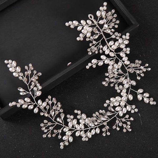 

hair clips & barrettes pearl rhinestone hairband accessories for women bride tiara headband jewelry wedding head, Golden;silver
