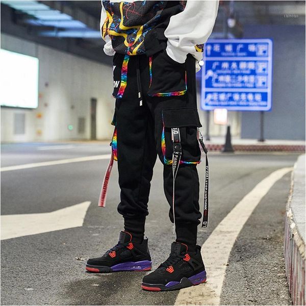 

men's pants cargo trousers spring men joggers pant streetwear hip hop loose harajuku pantalones casual sport, Black