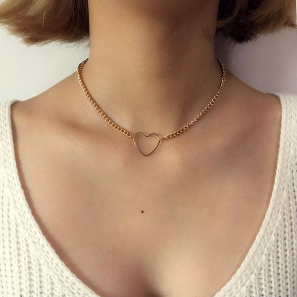 

pendant necklaces trendy women jewelry cute heart lock necklace charm gold silver color collar choker on neck accessories