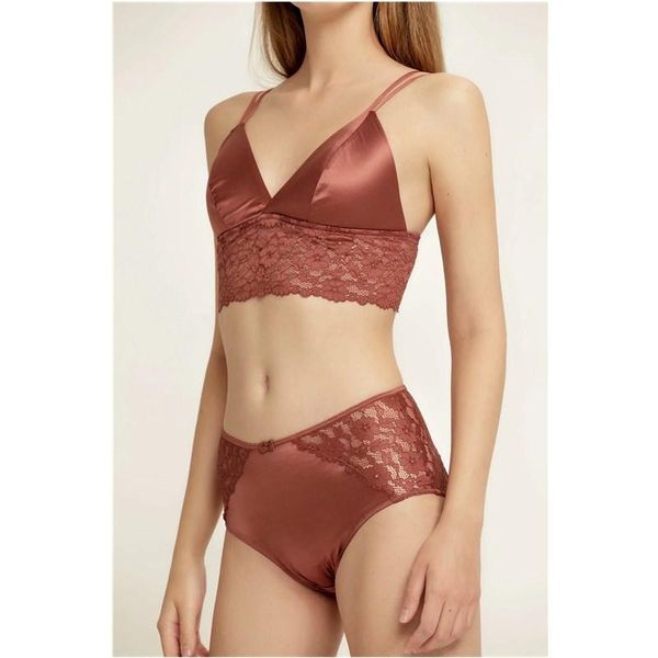 

bras sets women thin high waist panties satin lingerie solid lace trim bra and shorts set wire underwear, Red;black