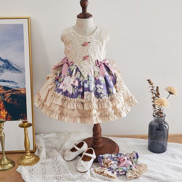 

girl's dresses 2pcs baby girl spain floral dress children royal lolita infant birthday baptism ball mzl067, Red;yellow