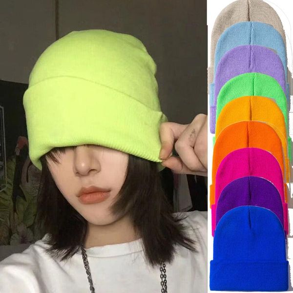 

beanies beanie knitted hats for winter women's hat fluorescent girls autumn female caps warmer bonnet ladies casual