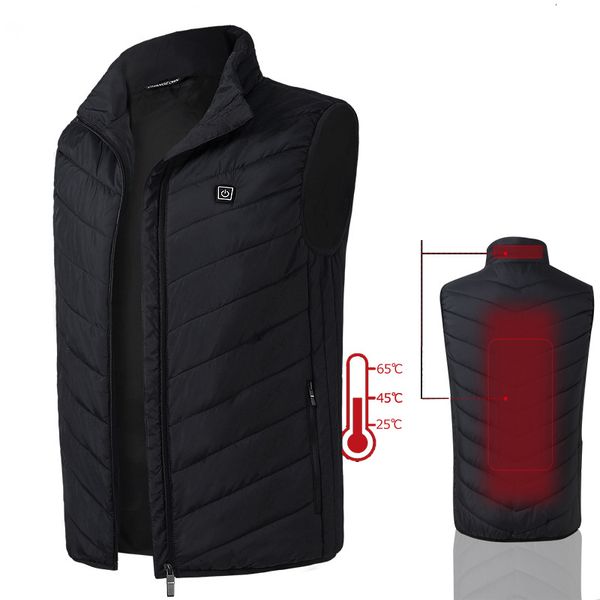 

2021 new jacket coat smart usb charging vest male solid heating cotton vests winter warm men clothing zipper size 4xl 4pwe, Black;white
