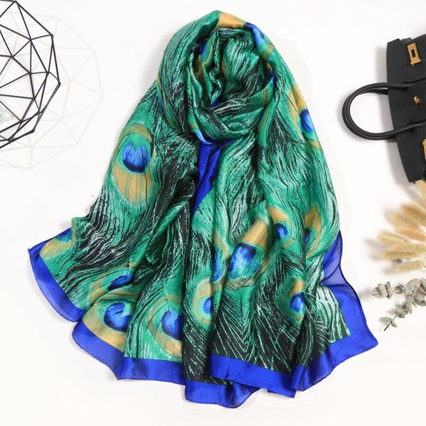 

scarves shawl feel smooth simulation silk satin long scarf luster spot wholesale luxury, Blue;gray