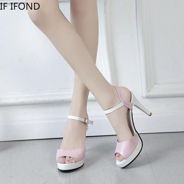 

sandals if ifond 2021 summer high 9cm heels women open toe ankle strap pumps sweet crystal bling elegant ladies party shoes, Black