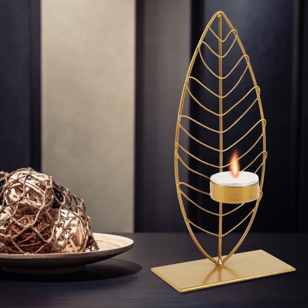 

nordic style leaf candle holder wrought iron candlestick candelabrum stand candlelight dinner decoration