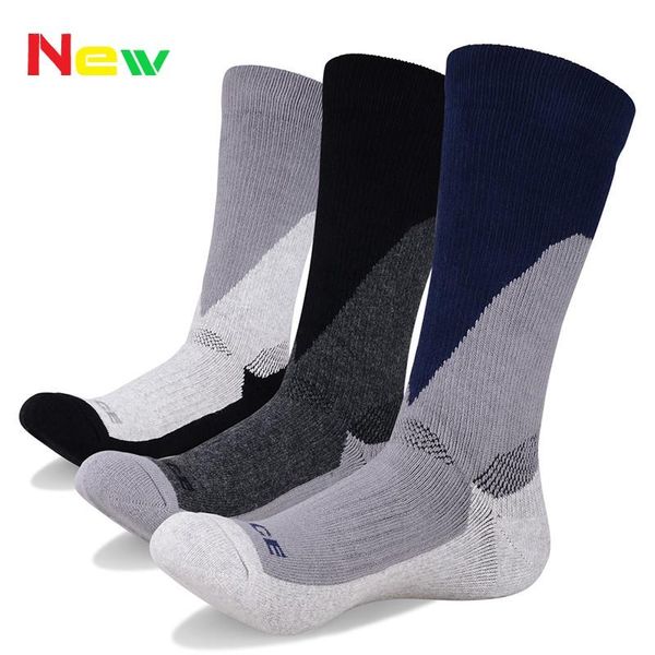 

sports socks yuedge brand 3 pairs sport men cotton breathable outdoor cycling calcetines running hombre, Black