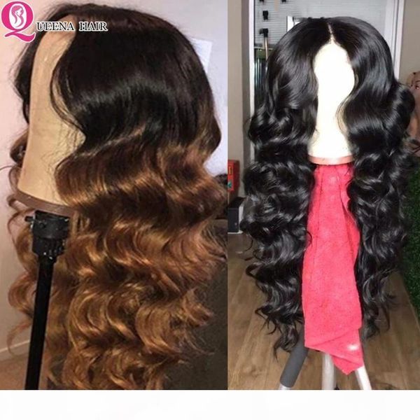 

loose deep wave wig blonde lace front human hair wigs ombre 13x4 lace front wig pre plucked remy black peruvian hair wigs 150%, Black;brown