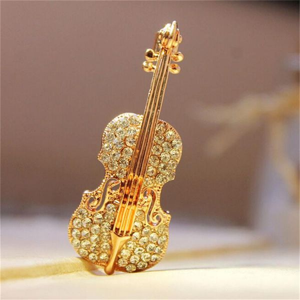

pins, brooches fashion women punk gold/ color crystal rhinestones violin pin accessories broches, Gray